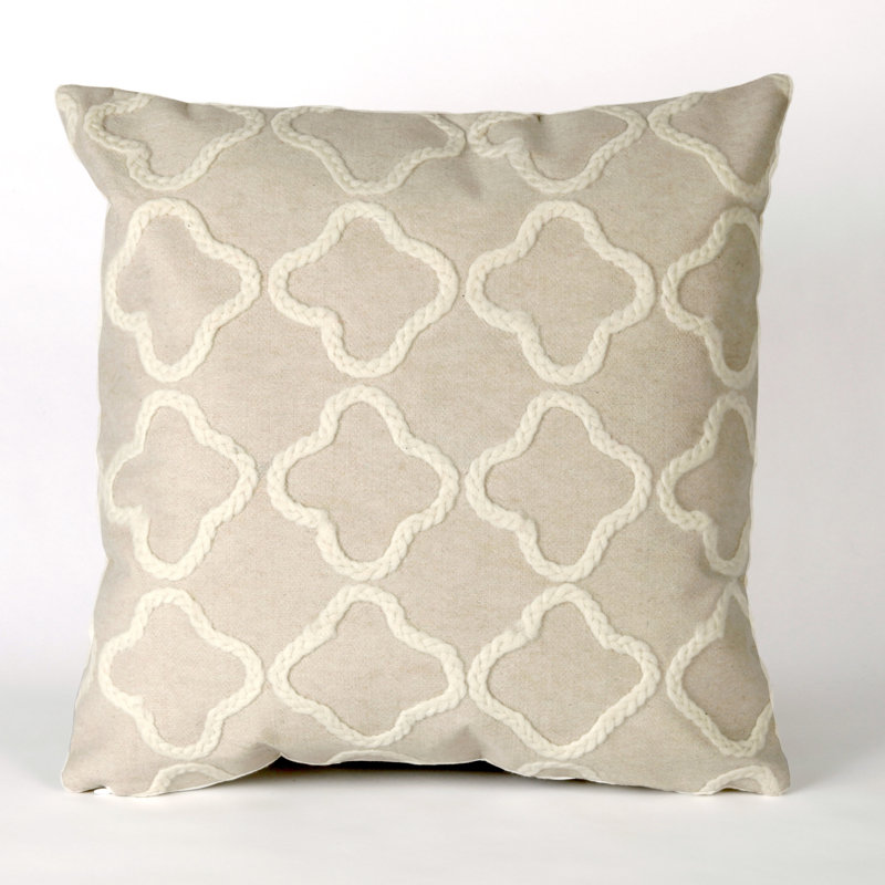 Visions I Embroidered Outdoor Throw Pillow, 20" x 20", Indoor, White