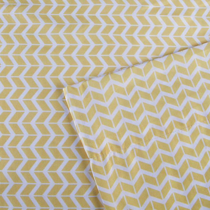 Ensemble de draps en microfibre Gracie Mills, Ensemble de draps pour lit simple avec un drap-hou, Formes géométriques jaunes