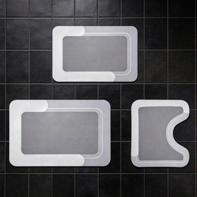 Tapis de bain (Ensemble de 3) Tapis de bain absorbant antidérapant pour douche, baignoire et salle de bain