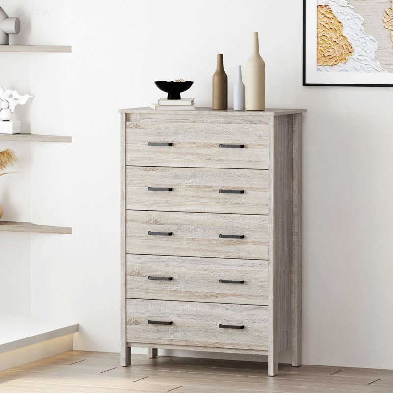 Commode à 5 tiroirs l 31,5 po Benzley, Chêne sonoma
