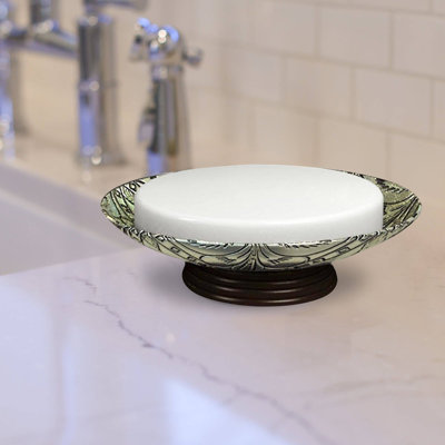 Porte-savon Oneita pour comptoir de salle de bain, douche et cuisine | Résine argentée / orbe