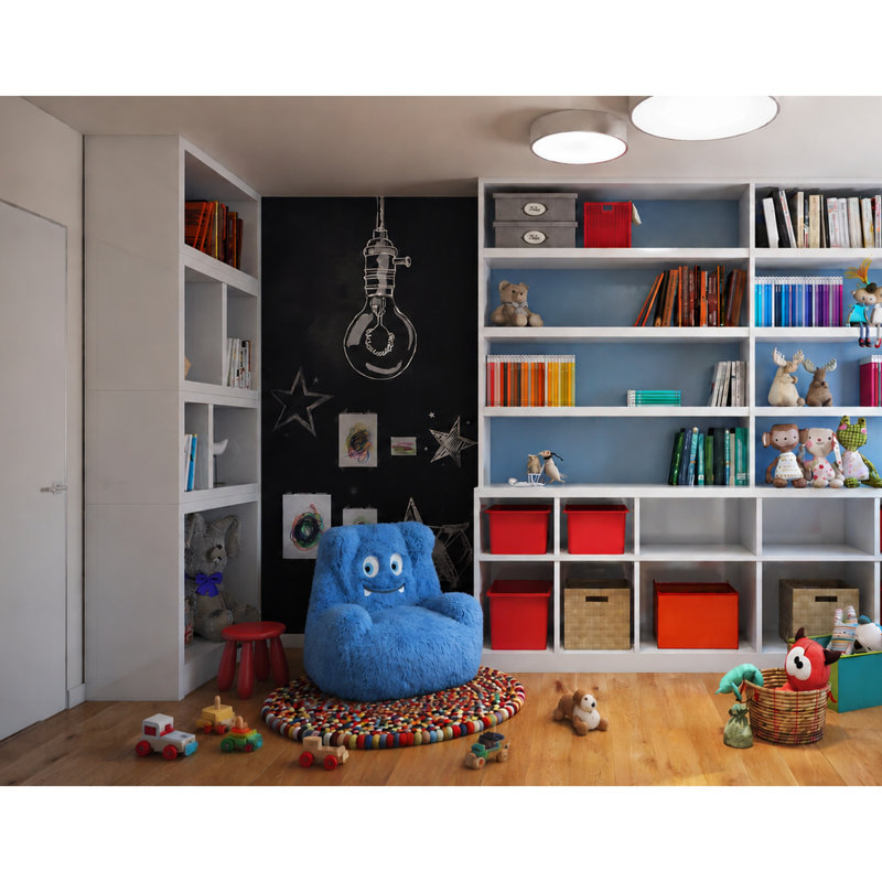 Fauteuil pour enfant Milo en mousse, fauteuil lounge rembourré en mousse moelleuse pour salle de jeux ou chambre, bleu, Bleu