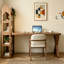 Bureau simple en bois de pin massif avec bibliothèque-1106466342