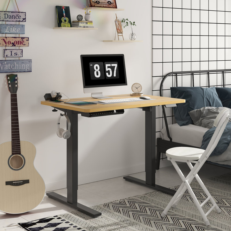 Bureau debout à hauteur ajustable Home Office, Érable / noir