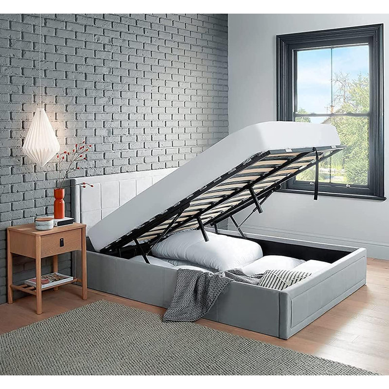 Upholstered Ottoman Storage Bed with Mattress, Double (4'6)