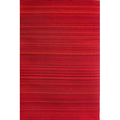 Tapis intérieur / extérieur rouge rayé bouclé / crocheté à la main