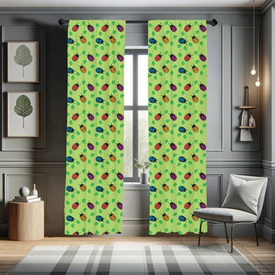 Paire de rideaux semi-transparents avec passe-tringle Ladybug