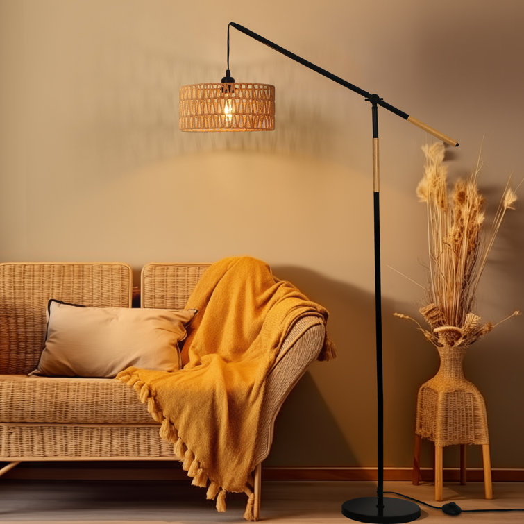 Aarzo 68" Rattan Arched/Arc Floor Lamp