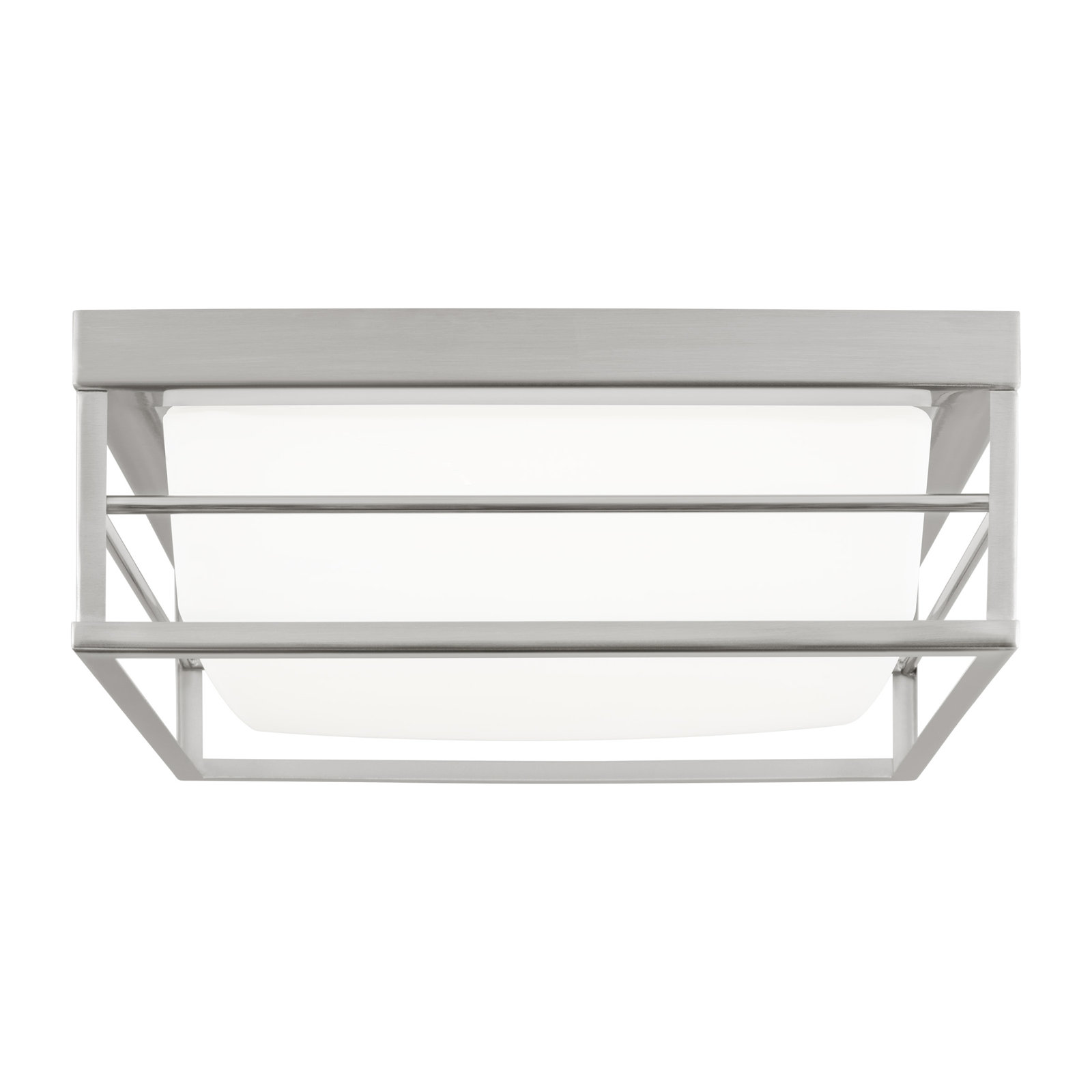 Krista Single Light Glass LED Flush Mount, Brushed Nickel, 4.25" H x 12" W x 12" D
