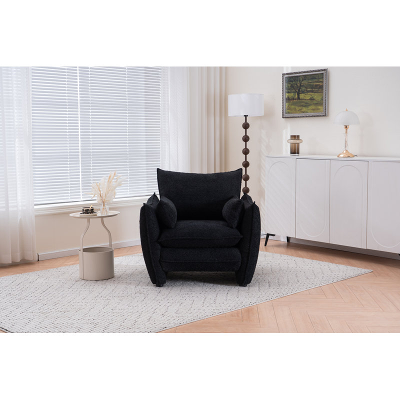 Fauteuil d'appoint moderne tapissier à une place, Noir