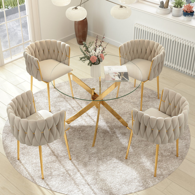 Table de salle à manger Azaryah, Beige, H 29,5 po x L 36 po x l 36 po