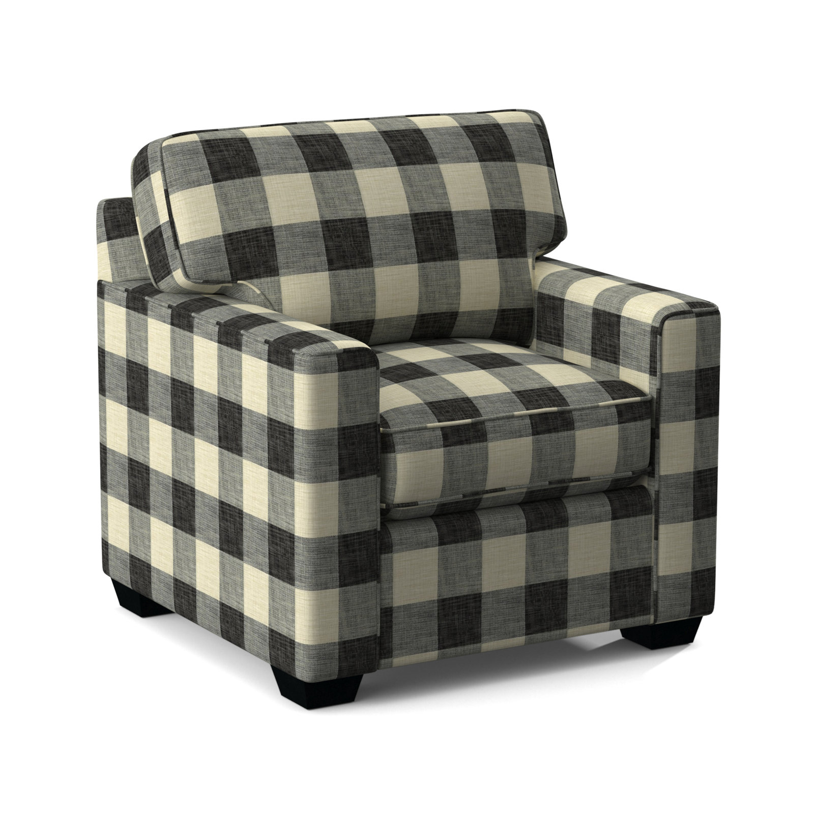 Frye Upholstered Accent Chair, Black Buffalo Check; 0120-81, Black Finish