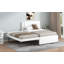 Lit plateforme simple tapissier avec lit gigogne, lit gigogne peut être plat ou érigé, beige