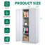 Armoire de rangement en métal 71 po H, armoire verrouillable en acier à outils blanc avec portes et 3 tablettes réglables, armoires hautes pour systèmes de rangement de garage-10996308