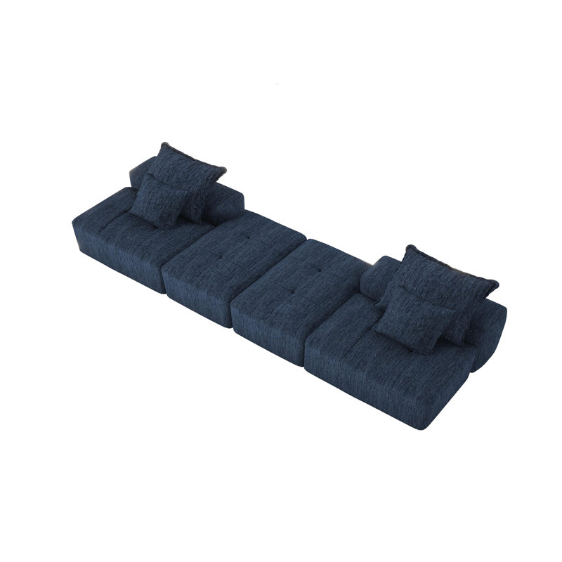 Boneless Modern Oversized Modular Sectional Sofa, Blue