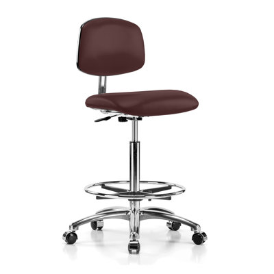 Chaise en vinyle pour salle blanche avec anneau de pied Arista PERCH | Hauteur du banc haut: 21 à 31 po