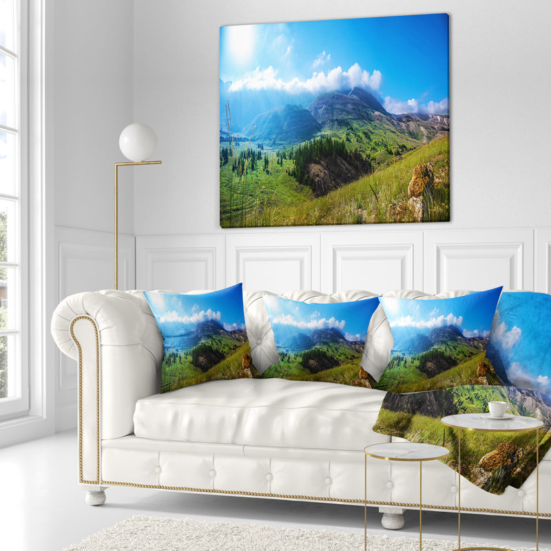 Coussin imprimé Mountain, 16 po x 16 po, Coussin décoratif
