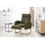 Fauteuil à bascule Teddy en tissu avec repose-pieds réglable, appuie-tête épais, dossier haut et poche de rangement, base en bois massif, vert-1294247118