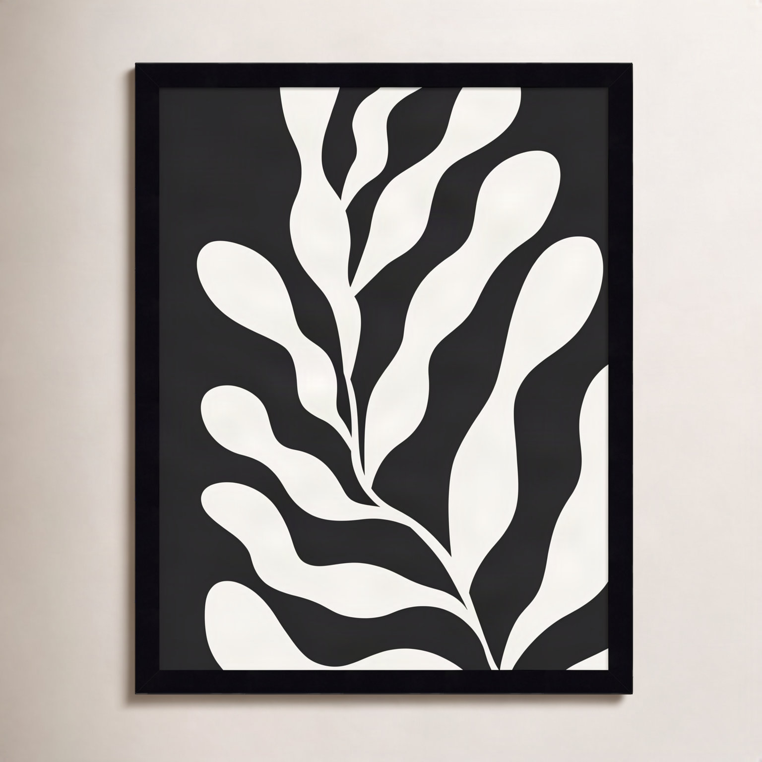 Erminia "Retro Matisse Botanical 3" Print, Black, 21" H x 17" W x 1" D