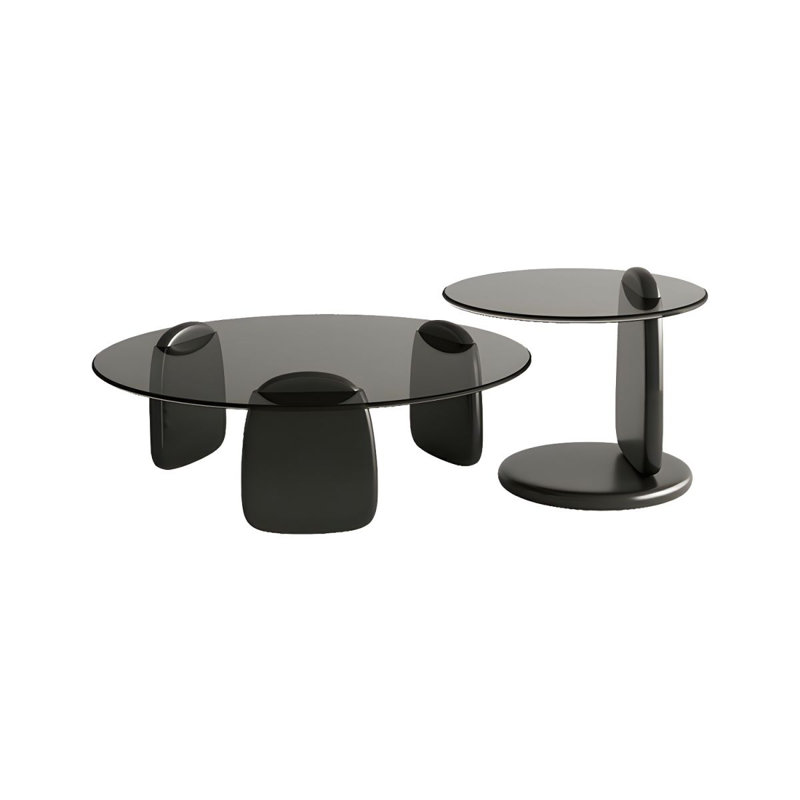 Staciee Contemporary 2-piece Round Glass Cocktail Table With Solid Oak Base