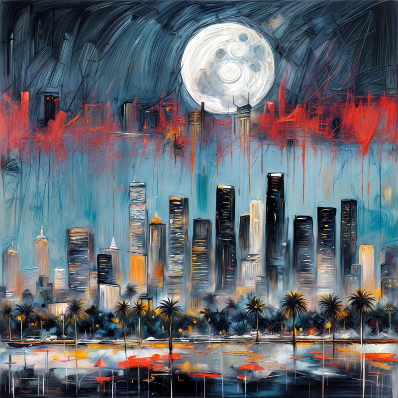 Luminous Urban Dreamscape, 48" H x 48" W