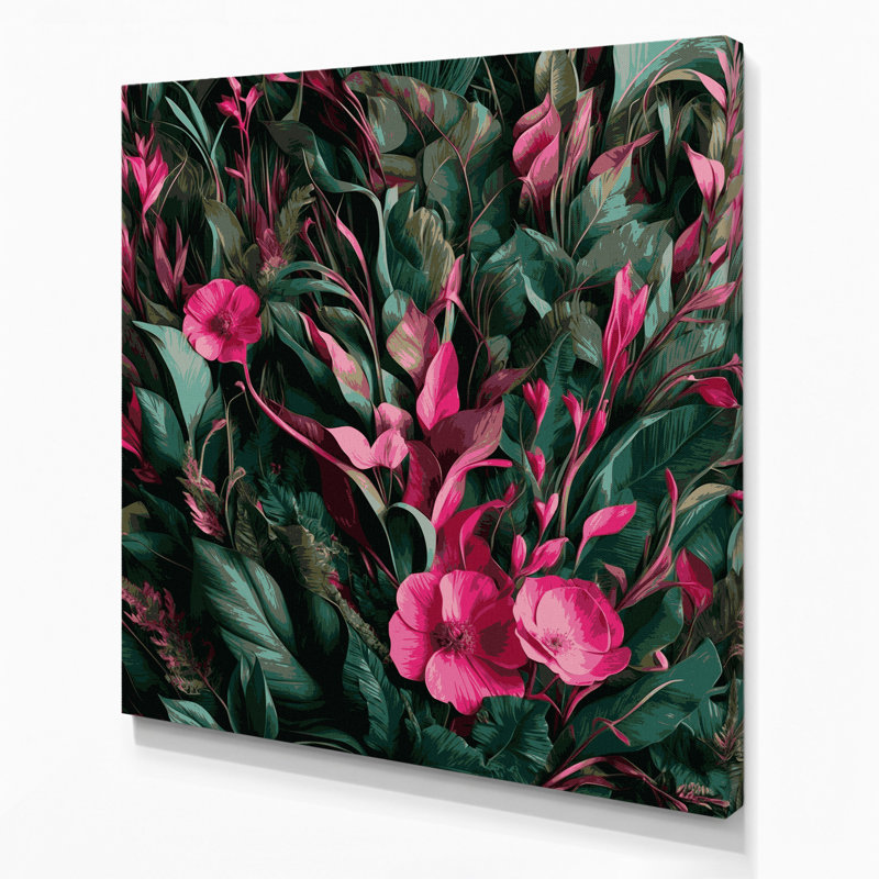 «Abstract Florals 40», art mural sur toile verte, H 8 po x l 8 po