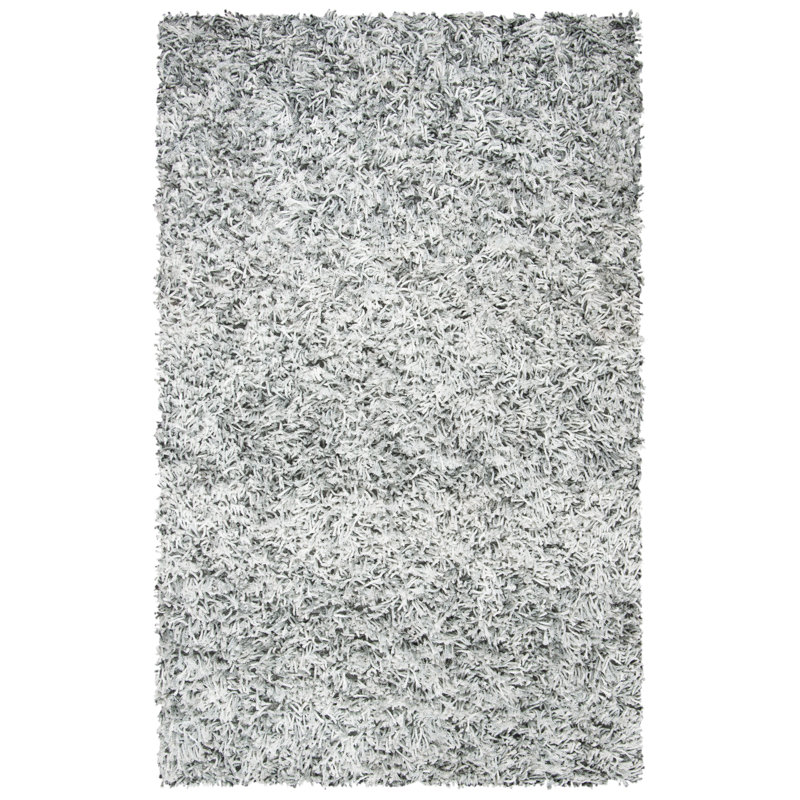 Tapis gris / ivoire fabriqué à la main Poindexter, Rectangle 6 pi x 9 pi