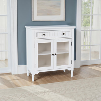 Lumpkins 32" Glass Door Accent Cabinet – Cottage Transitional Storage with Adjustable Shelves - Fern Green by Beachcrest Home