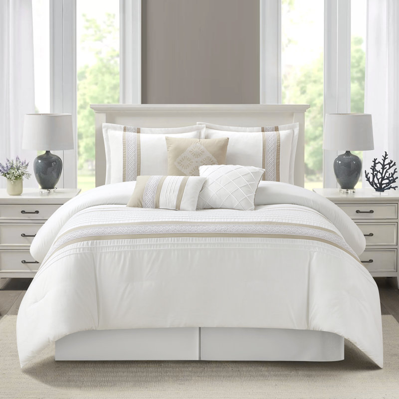 Ensemble d'édredon 7 pièces Durango, Édredon de grande taille et 6 pièces supplément, Taupe