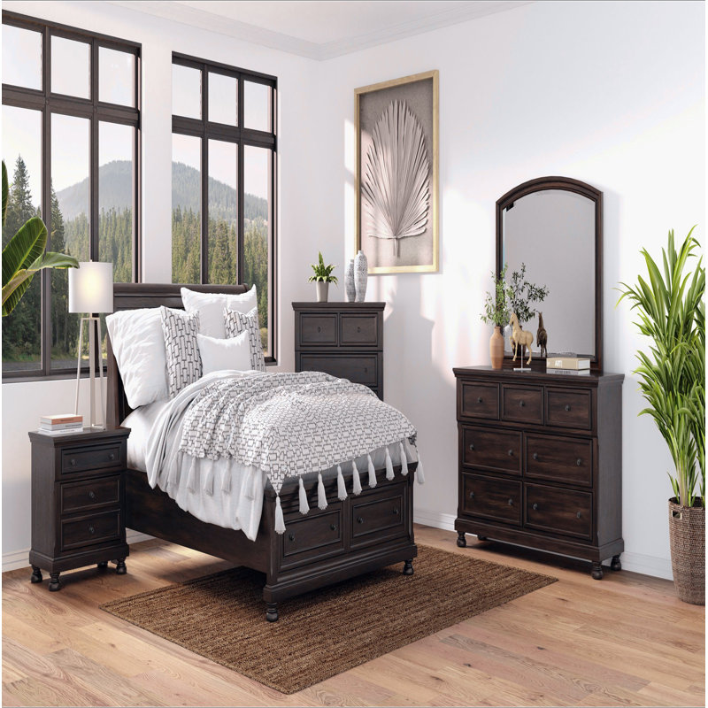 Commode sept tiroirs cerisier foncé