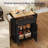Solid Wood Top Rolling Kitchen Cart with Drawer, Storage Cabinet, Adjustable Shelf, Locking Wheels, Spice Rack & Towel Rack-1499432740