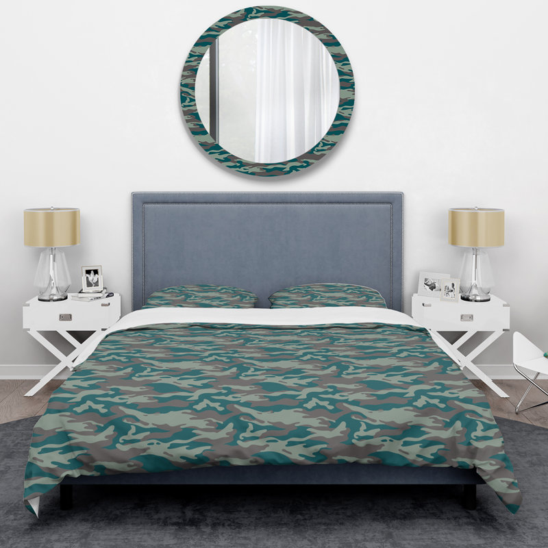 Camouflage vert - ensemble de housse de couette abstrait - microfibre de polyester