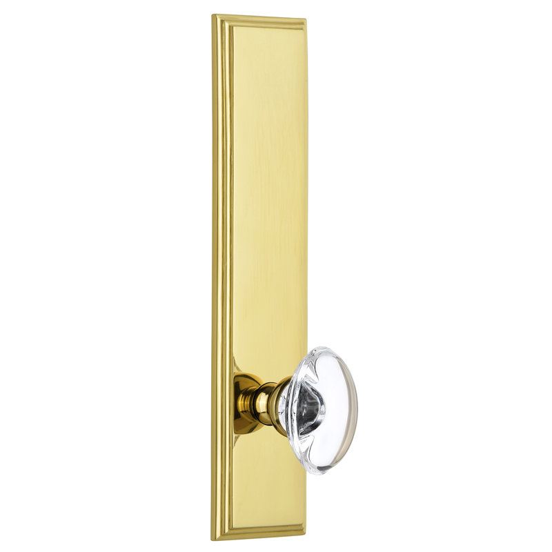 Grandeur Carré Tall Plate Single Dummy with Provence Crystal Door Knob, Polished Brass