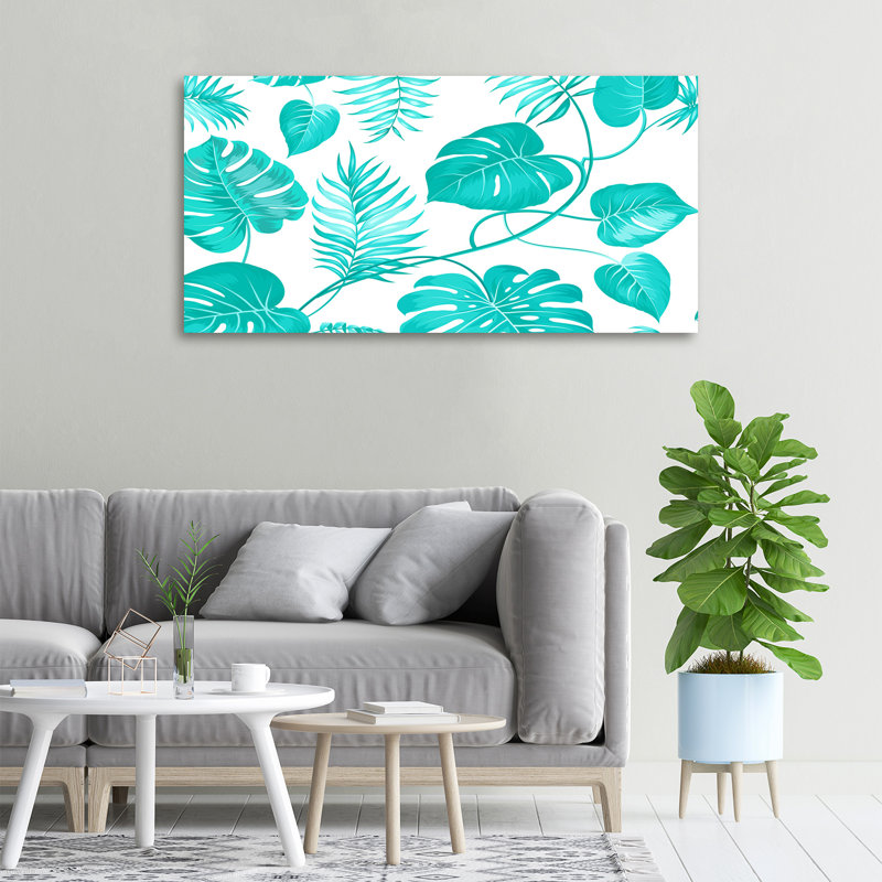 Tropical leaves 1 Piece Wall Art, 50cm H x 100cm W x 2cm D, Canvas