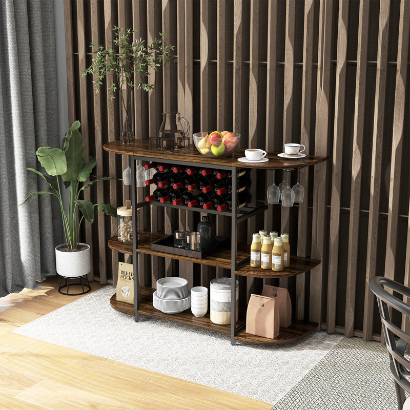 Donyea 16'' Wine Bar, Rustic Brown