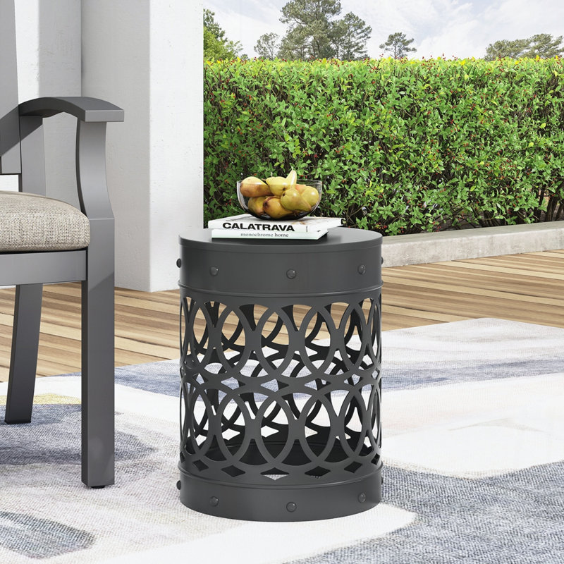 Outdoor Metal Side Table, Black