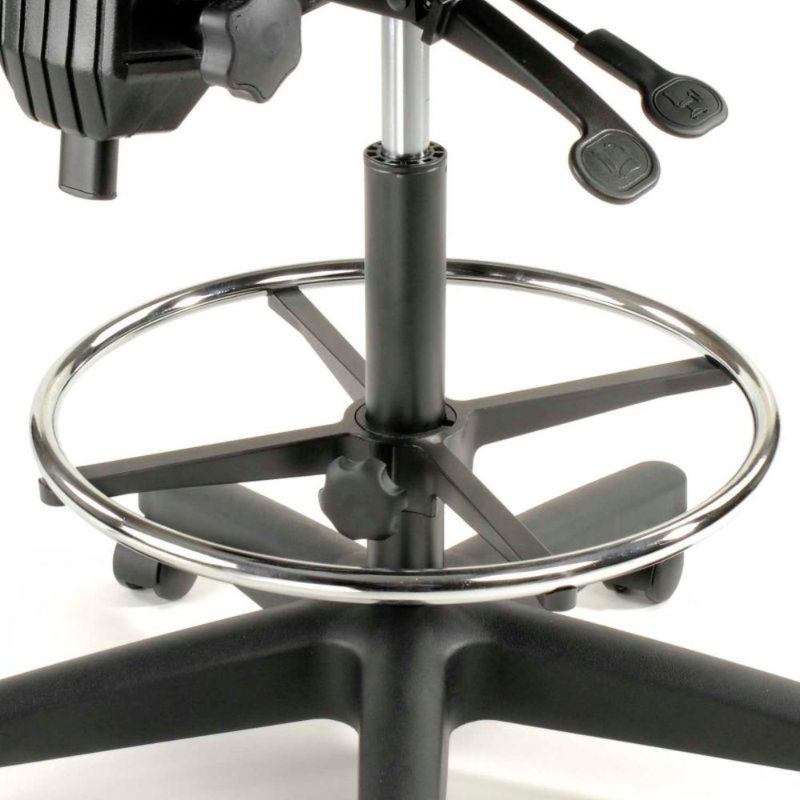 Backed Adjustable Height Ergonomic Lab Stool with Footring Wheels