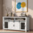 Farmhouse Sideboard With Sliding Barn Door, Mesh Panels And Open Storage-1257280623