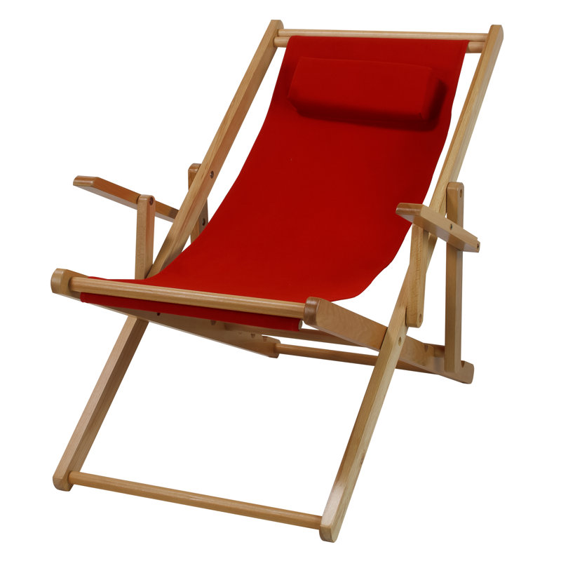 Chaise de plage inclinable Festus, Rouge