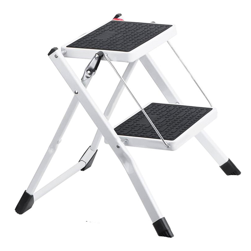 2 - Step Steel Lightweight Folding Small Step Ladder, White