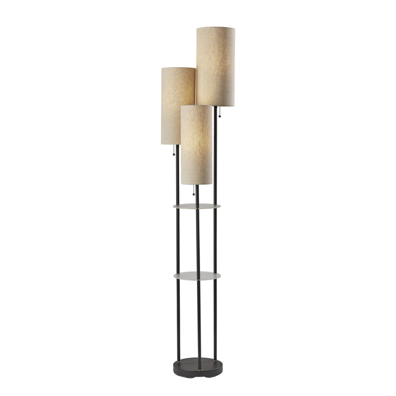 Lampe sur pied de table 68 po avec plateau Emelie, Noir, Beige