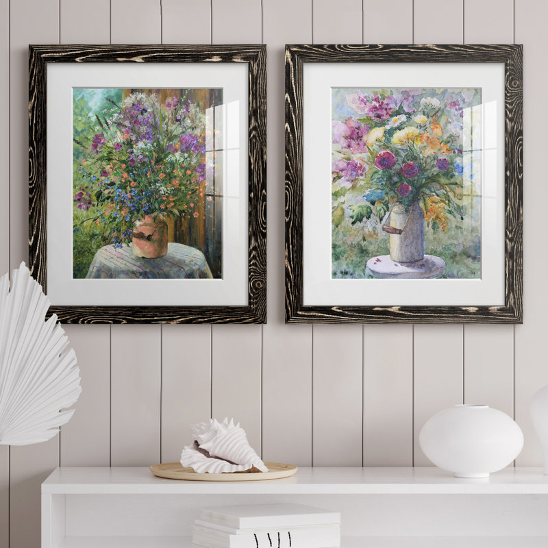 Farmhouse Bouquet - ensemble de 2 reproductions d'art, H 20 po x l 17 po x P 1 po, H 31,5 po x l 47 po x P 1,5 po, Blanc