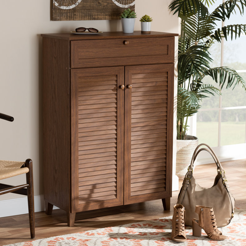 15 Pair Shoe Storage Cabinet, Walnut