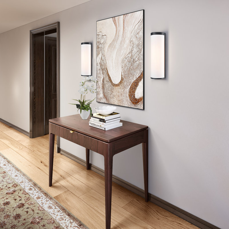 High Street - 2-Light Wall Sconce - Black Finish - Soft Eggshell White Hue Fabric Shade