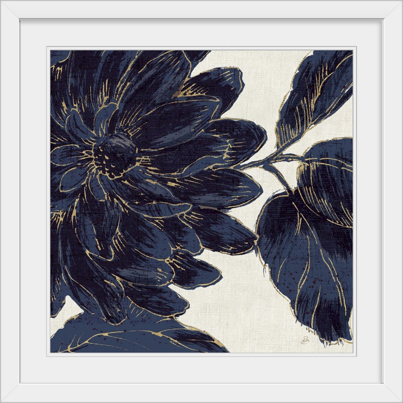 «Indigo Garden I», reproduction d'impression, H 32 po x l 32 po x P 1 po, Cadre blanc