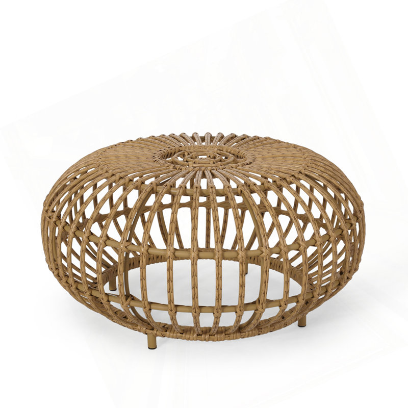 Table basse - Table d'appoint bohémienne en faux rotin pour une utilisation intérieure / extérieure