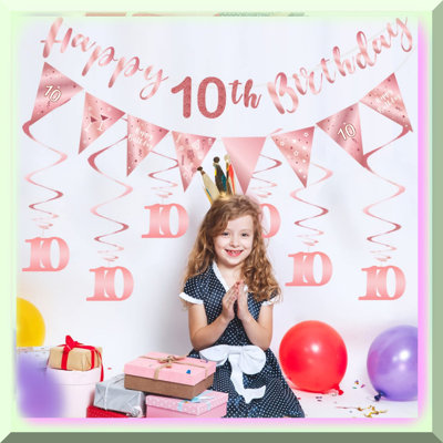 Rose Gold 100th Birthday Door Cover and Banner Set