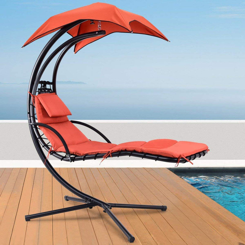 Chaise longue suspendue avec support Nagina, Rouille (rouge)
