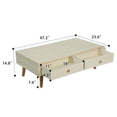 Table basse avec plateau en faux marbre plaqué