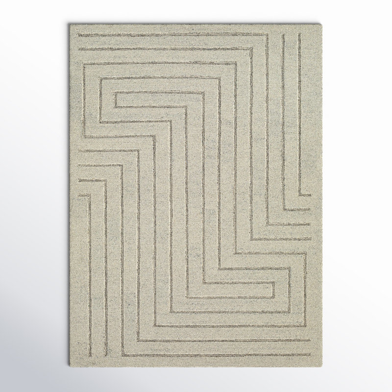 Tapis gris en laine touffeté à la main Rafferty, Rectangle 8 pi 10 po x 12 pi